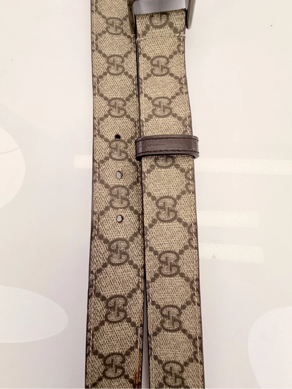 Gucci 85cm Beige/Brown GG Supreme Canvas Buckle Belt 34”